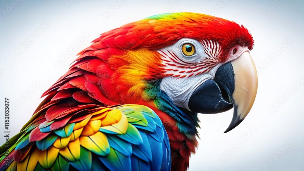 Obraz premium Colorful Macaw Parrot Cartoon, Flat Design, Bright Colors