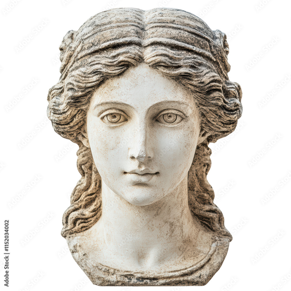 Gypsum copy of ancient statue head isolated on transparent background, PNG Gypsum copy of ancient statue head isolated on transparent background, PNG