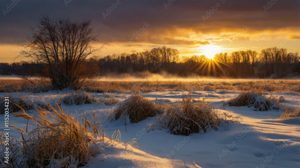 Magic of the winter sunset: snowy landscapes, mountains, forests, frozen lakes, and cozy cabins — a fairytale of nature in every moment.