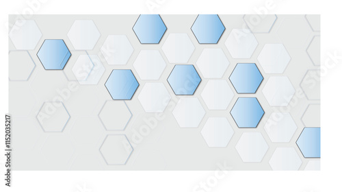 Abstract technology white and blue  geometric hexagon on transparent concept design honeycomb shape vector 