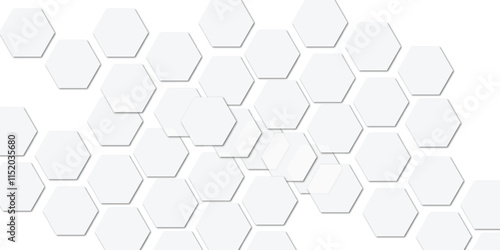 Geometric technology white hexagon background. Abstract vector illustration Science technology and medical concept hexagon on transparent background

