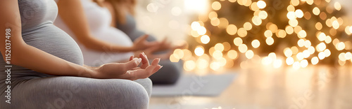 Wallpaper Mural Pregnant woman meditating in studio apartment, breathing positive energy. Girl sitting in asana doing prenatal yoga, mindful practice. Sport for pregnancy people and healthy lifestyle concept. Torontodigital.ca