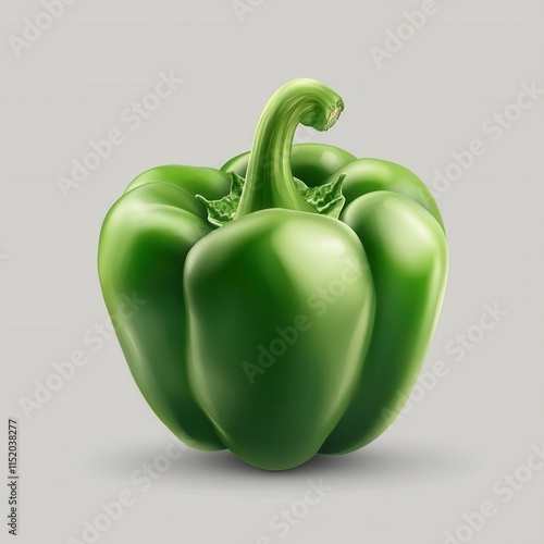 A green bell pepper isolated on a transparent background, showcasing its fresh and vibrant appearance, perfect for culinary and food-related designs. photo