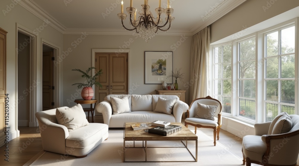 Fototapeta premium Modern glamour country house interior design and home decor, decoration accessories and furniture, English countryside style ideas 