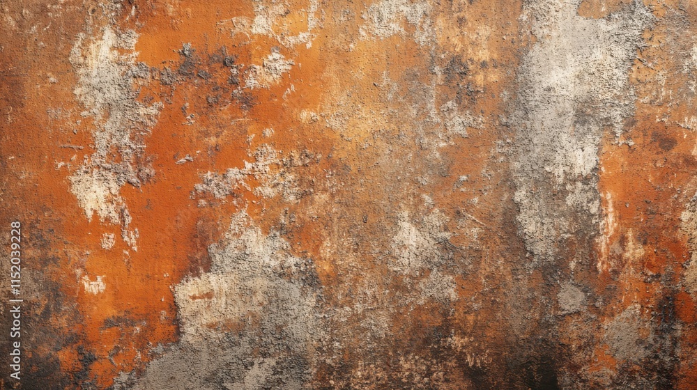 The wall is covered in rust and has a rough texture The wall is covered in rust and has a rough texture