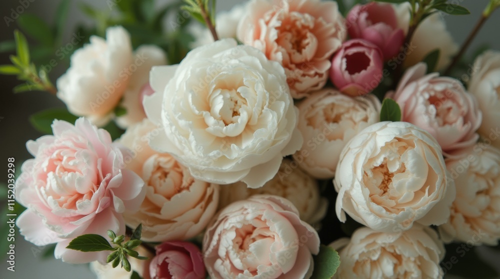 Wedding decoration with peonies, floral decor and event celebration, peony flowers and wedding ceremony in the garden, English country style Wedding decoration with peonies, floral decor and event celebration, peony flowers and wedding ceremony in the garden, English country style