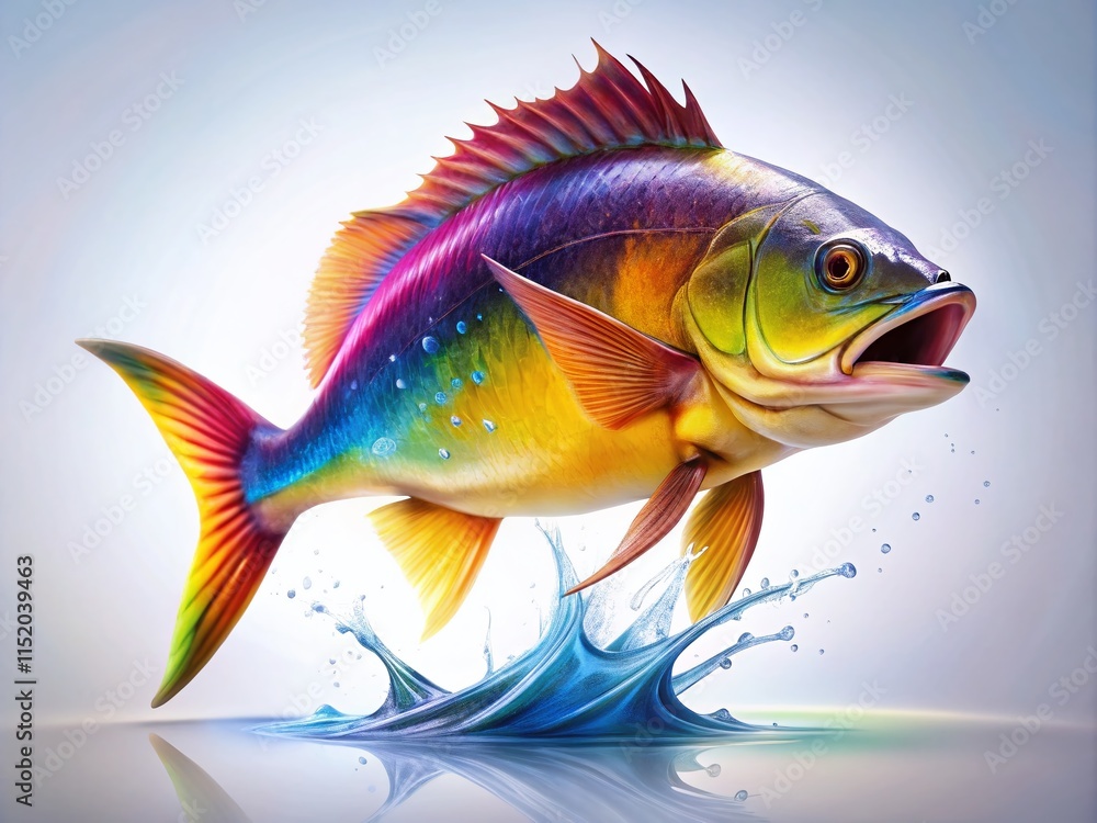 Jumping Fish Silhouette - Dynamic White Background Art Jumping Fish Silhouette - Dynamic White Background Art