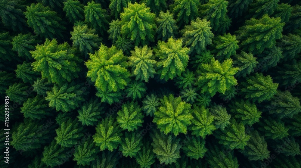 Obraz premium Aerial View of Dense and Lush Forest Canopy with Vibrant Green Foliage : Generative AI 
