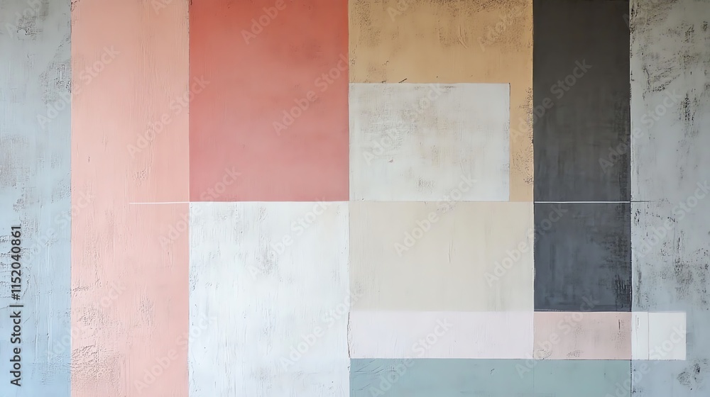 Fototapeta premium A modern abstract wall design featuring soft colors and geometric shapes, perfect for creating a calming atmosphere.