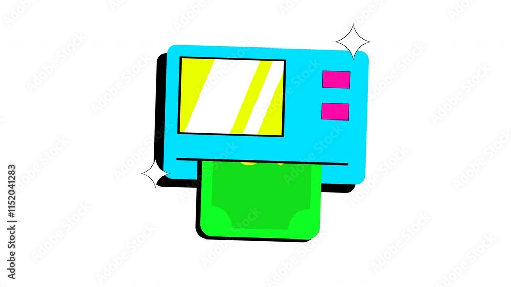 Animated of Blue ATM dispensing green cash suitable for financial themes, banking concepts, money transactions, cash withdrawals, ATM services, and financial security. 4k alpha channel Animated of Blue ATM dispensing green cash suitable for financial themes, banking concepts, money transactions, cash withdrawals, ATM services, and financial security. 4k alpha channel