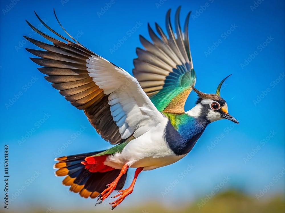 Obraz premium Northern Lapwing in Flight - Stunning Aerial View