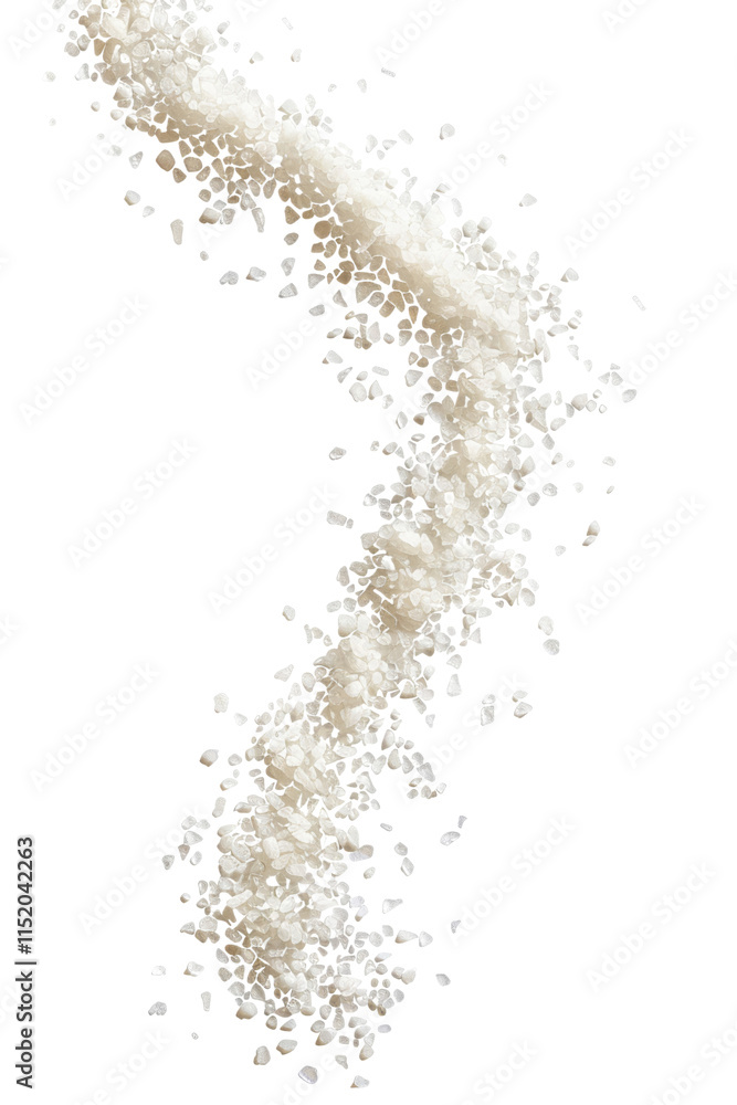 Falling grains of sea salt isolated on white or transparent background Falling grains of sea salt isolated on white or transparent background