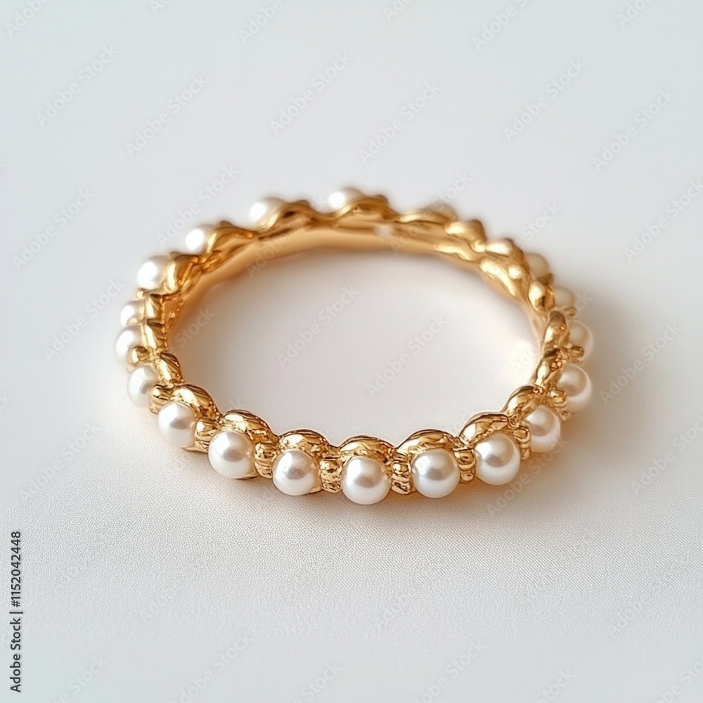 Elegant gold bracelet adorned with white pearls Elegant gold bracelet adorned with white pearls