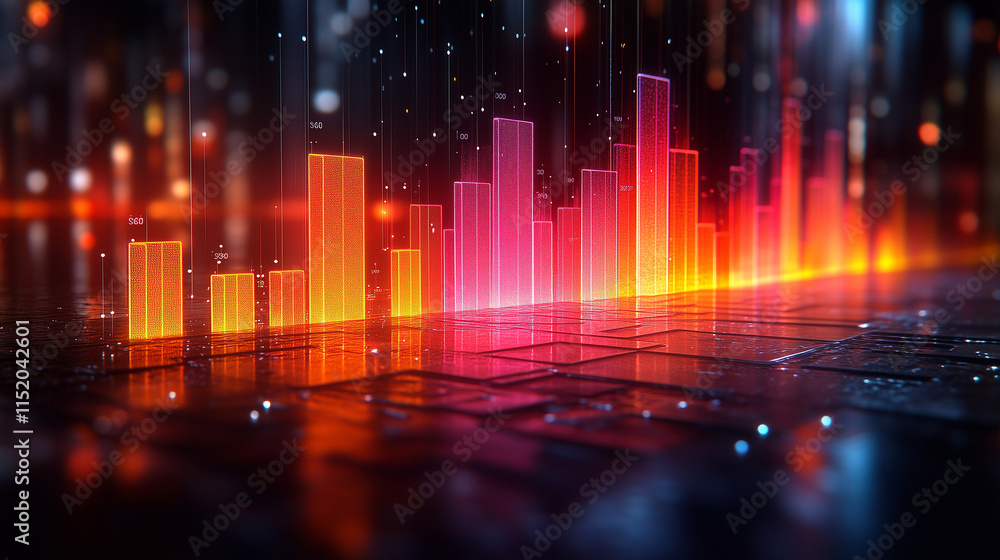 Vertical bar chart with annotations, highlighting key moments in data trends, isolated on black. Vertical bar chart with annotations, highlighting key moments in data trends, isolated on black.