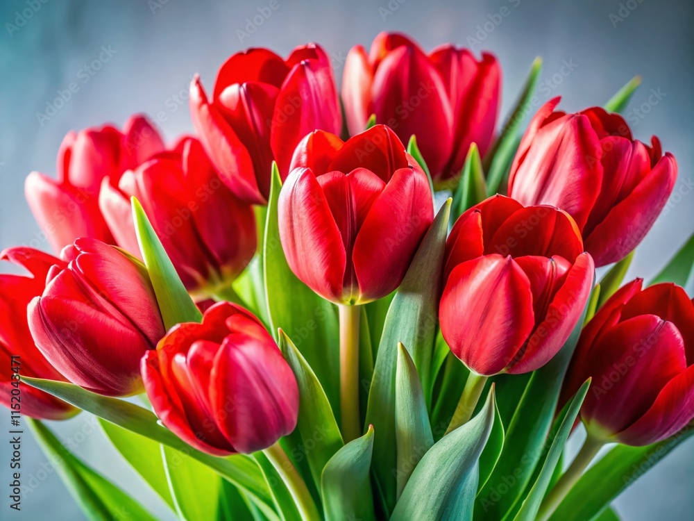 Fototapeta premium Red Tulip Bouquet - Detailed Close-up Photography