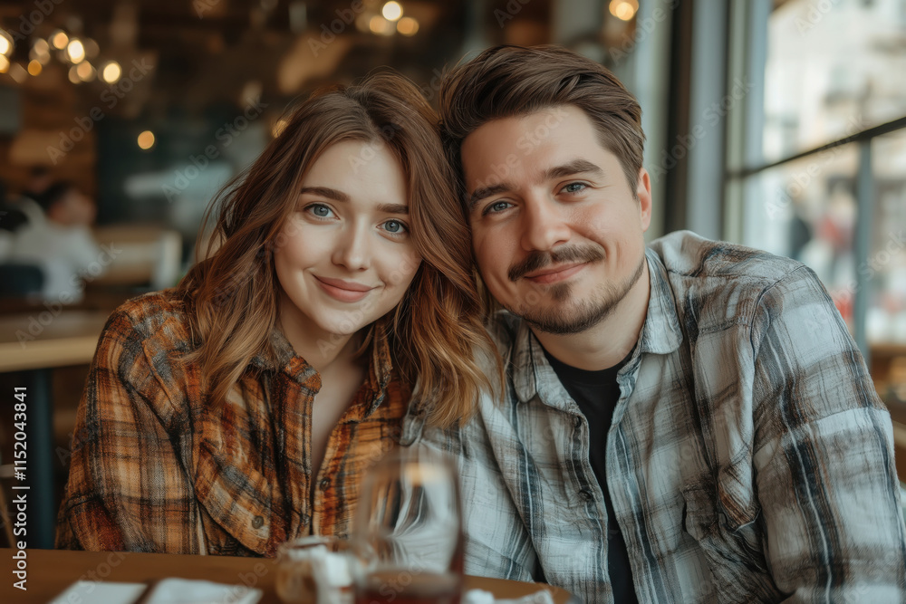 A young girl and an American-looking man are on a date. A couple sits opposite each other in a restaurant. Valentine's Day concept. Love. A young girl and an American-looking man are on a date. A couple sits opposite each other in a restaurant. Valentine's Day concept. Love.