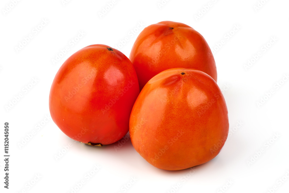 Fresh ripe persimmons, organic fruit, isolated on white background. Fresh ripe persimmons, organic fruit, isolated on white background.