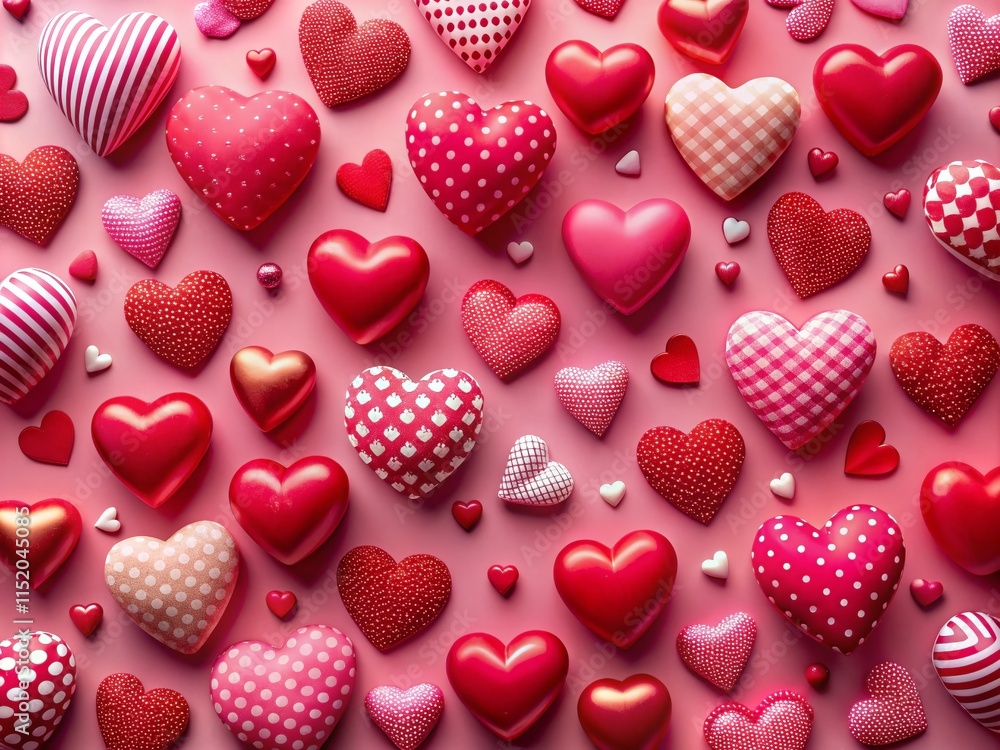Valentine's Day Drone Hearts - Pink Background Flat Lay Valentine's Day Drone Hearts - Pink Background Flat Lay