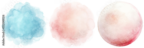 Soft blue and pink watercolor circles blend harmoniously, offering a tranquil and artistic visual.