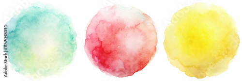 Playful watercolor circles in green, pink, and yellow convey a cheerful artistic vibe.