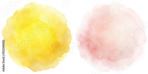 Bright yellow and soft pink watercolor circles, perfect for cheerful and uplifting artistic designs.
