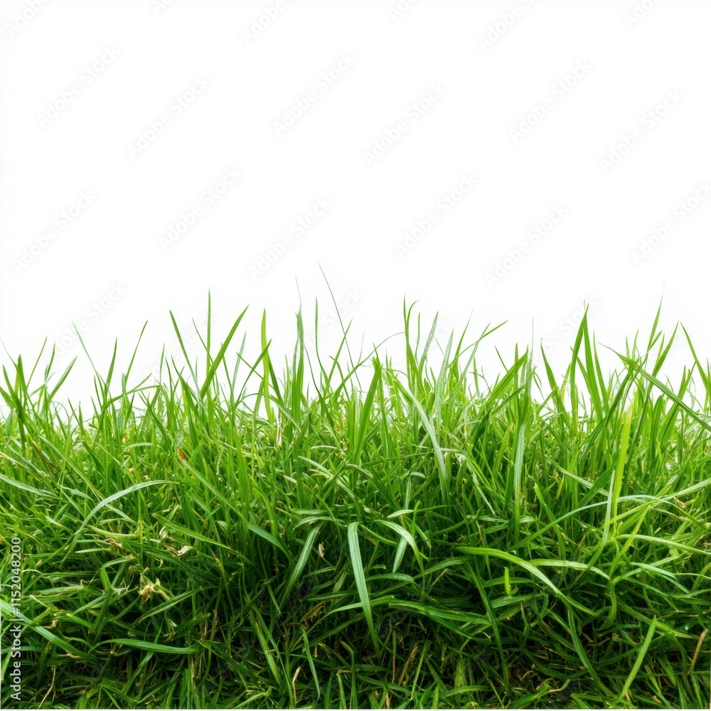 Obraz premium A lush green grass field set against a transparent or white background, ideal for showcasing products.