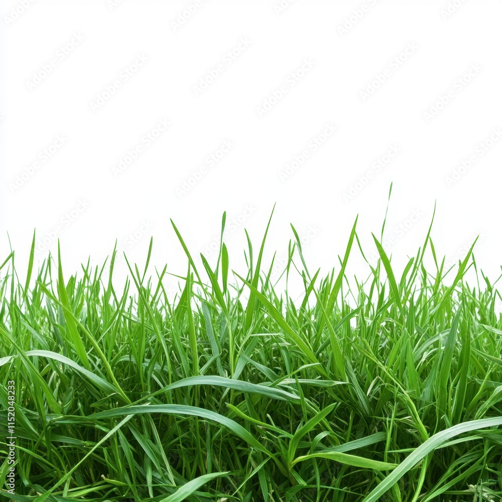Fototapeta premium A lush green grass field set against a transparent or white background, ideal for showcasing products.