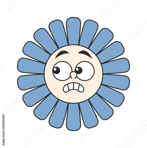 Scared daisy flower groovy character