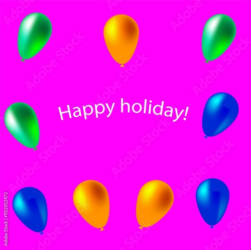 Greeting card in English with balloons