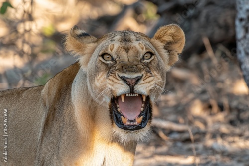 wildlife lion in savannah photo