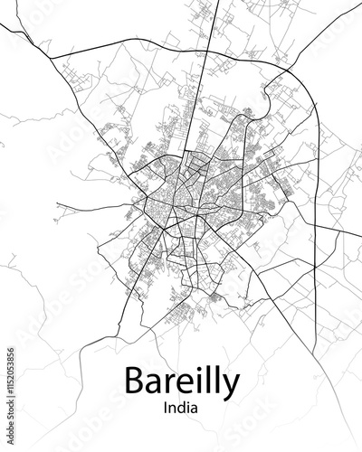 Bareilly India minimalist map photo