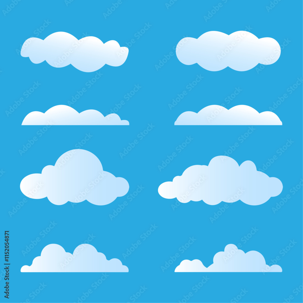Cloud vector icon set on blue background. Sky flat illustration collection for web, art and app design. Different cloudscape weather symbols Stock Vector | Adobe Stock Cloud vector icon set on blue background. Sky flat illustration collection for web, art and app design. Different cloudscape weather symbols Stock Vector | Adobe Stock