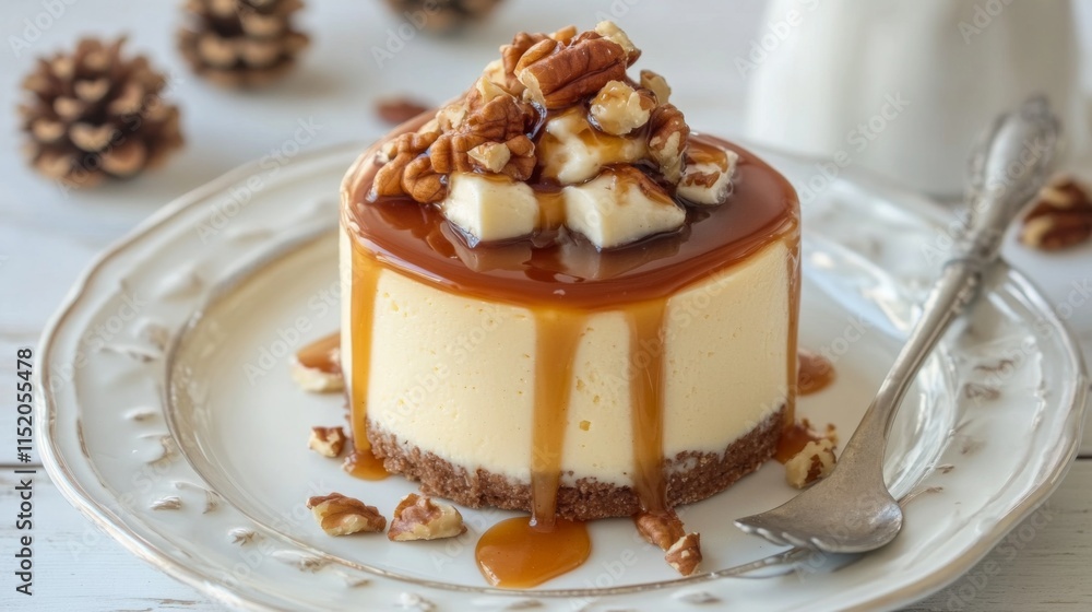 Decadent Caramel Dessert with Nuts and Appetizing Drizzle Decadent Caramel Dessert with Nuts and Appetizing Drizzle