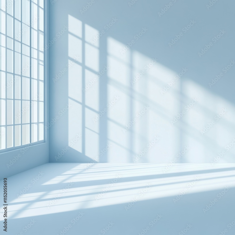 A minimalistic abstract light blue background featuring soft shadows and light filtering through windows, perfect for showcasing products with a serene and modern aesthetic. A minimalistic abstract light blue background featuring soft shadows and light filtering through windows, perfect for showcasing products with a serene and modern aesthetic.