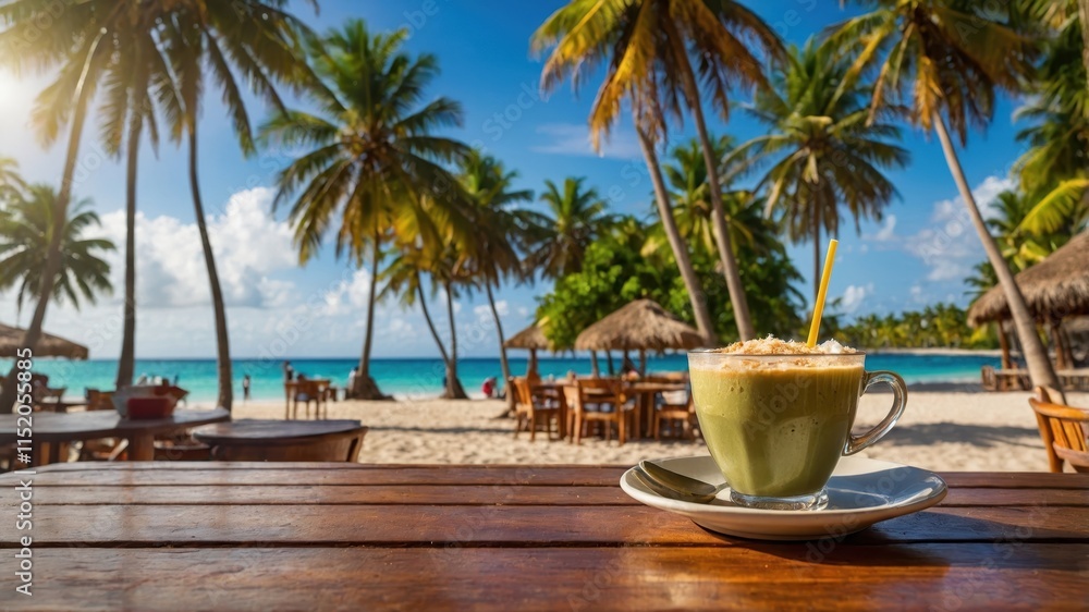 Morning coffee at luxury beach resort Morning coffee at luxury beach resort