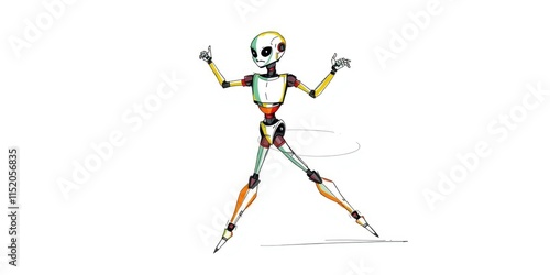 Wallpaper Mural Set against a vibrant backdrop, a graceful robot showcases its dance skills, captivating viewers with electric movements and rhythmic gestures in an energetic atmosphere Torontodigital.ca