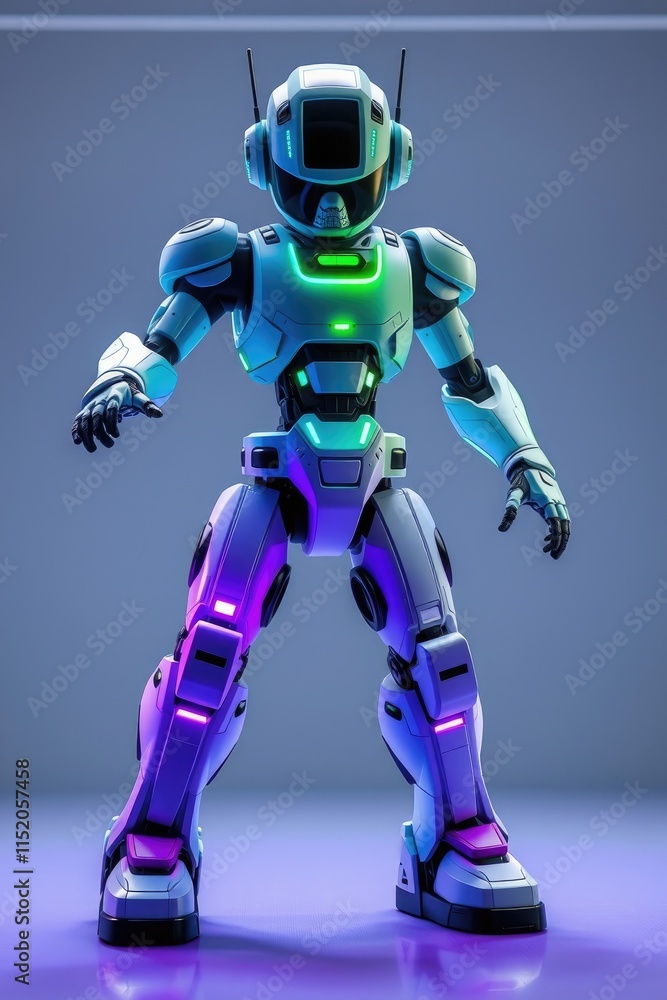 A striking robot captivates onlookers with its lively dance performance, illuminated by vibrant lights in a high-tech environment, highlighting its graceful moves A striking robot captivates onlookers with its lively dance performance, illuminated by vibrant lights in a high-tech environment, highlighting its graceful moves