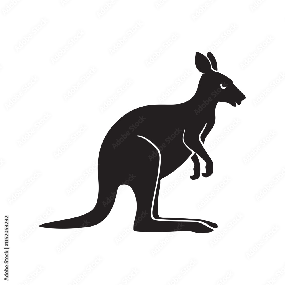 Simple Black Silhouette of a Kangaroo Simple Black Silhouette of a Kangaroo