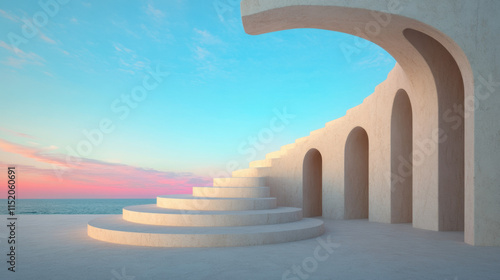 Eternity  A visually striking image of a surreal spiral staircase that appears to ascend infinitely  evoking a sense of depth and imagination in architectural design.