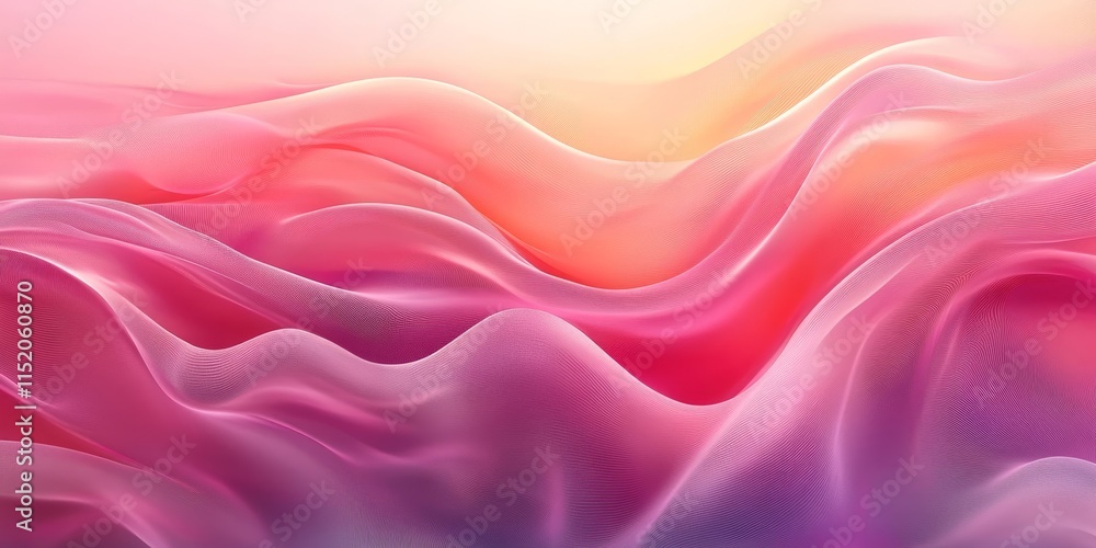 Fototapeta premium Pink abstract wave background light smooth luxury pastel satin drapery texture banner design copy space, Generative AI