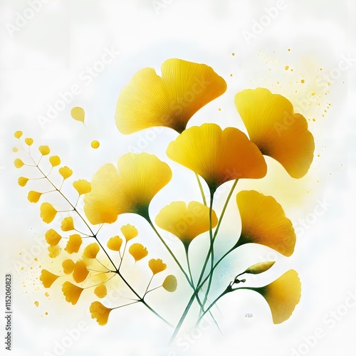 Wallpaper Mural 은행잎, 수채화, jpeg (Ginkgo leaf, water colour, jpeg) Torontodigital.ca