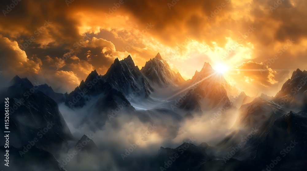 Fototapeta premium Majestic mountains at dawn