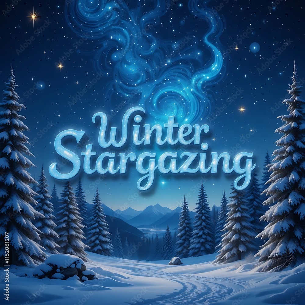Fototapeta premium Winter Stargazing 3d text design
