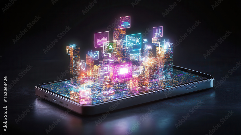 smartphone displays glowing privacy settings and digital data visualizations, showcasing modern technology and innovation smartphone displays glowing privacy settings and digital data visualizations, showcasing modern technology and innovation
