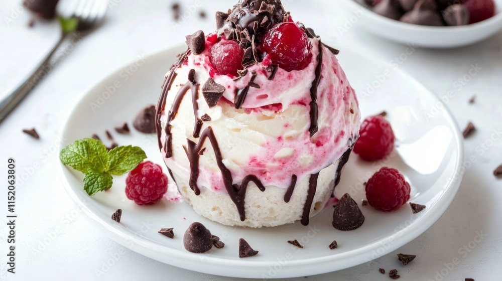 Indulgent Chocolate Dessert on White Plate Indulgent Chocolate Dessert on White Plate