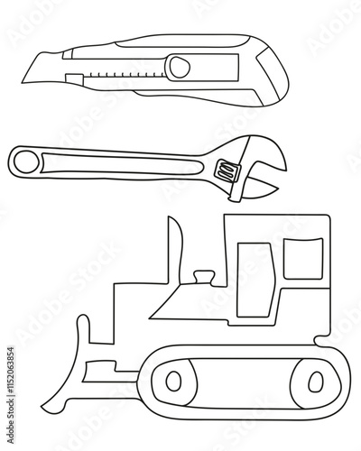 anty cutter, wrench, bulldozer, collection typically features a wide range of essential tools used in construction projectsmaking them ideal for various applications. Whether used. photo