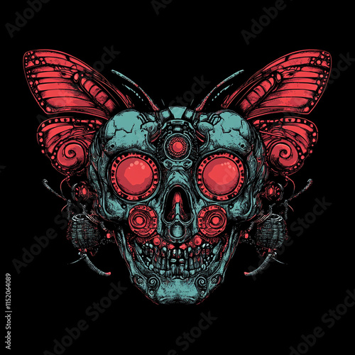 Skull and Butterfly Chest illustration photo