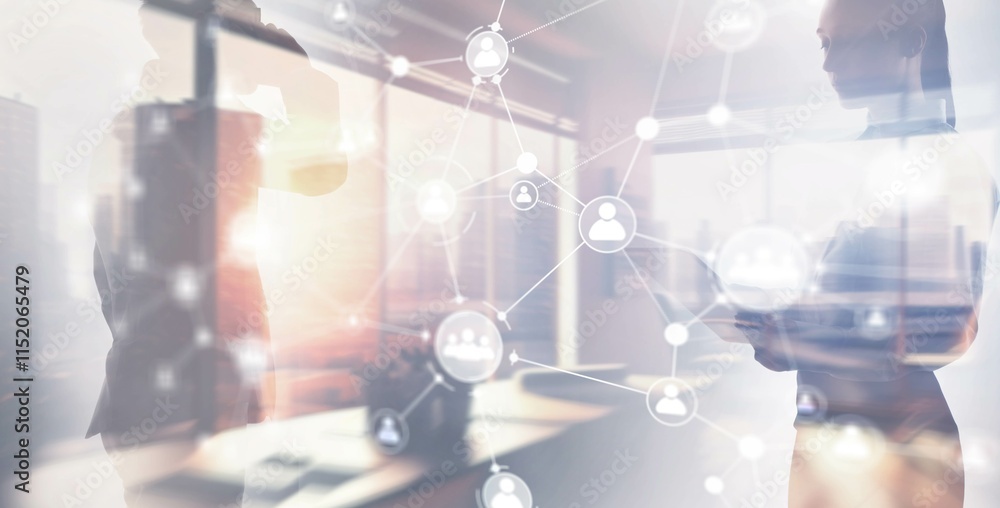 Fototapeta premium People network connection. Network work connections concept