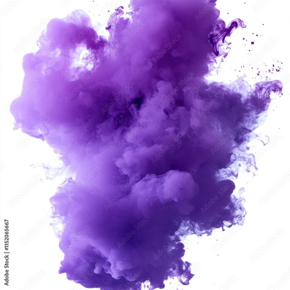 A purple color smoke explosion isolated on a transparent or white background in PNG format. A purple color smoke explosion isolated on a transparent or white background in PNG format.