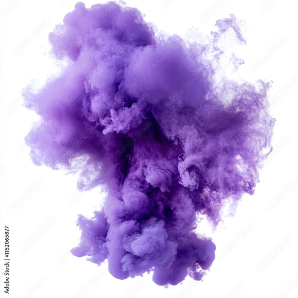 Fototapeta premium A purple color smoke explosion isolated on a transparent or white background in PNG format.